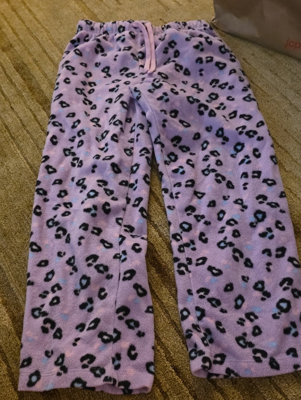 Kids Purple Leopard Print Fleece Pajama Pants Size 8